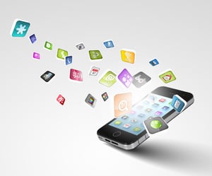 Media technology illustration with mobile phone and icons-1