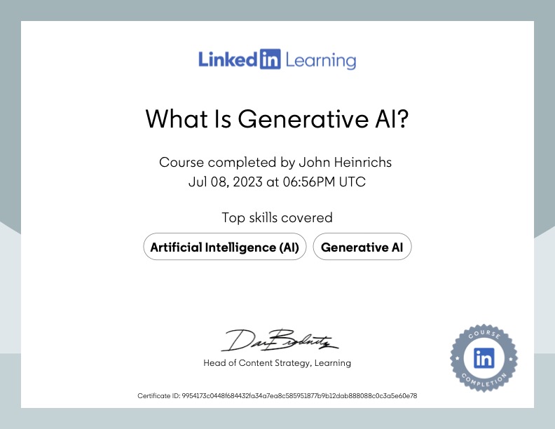 Certificate Of Completion: What Is Generative AI