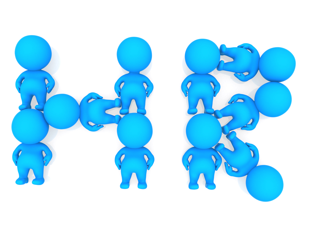 3D people forming a human resources sign - isolated